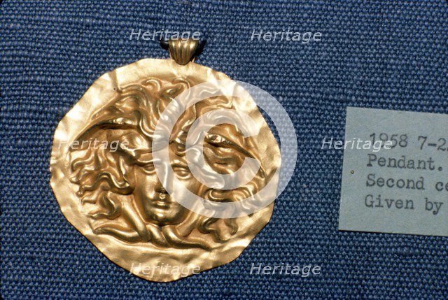 Roman Jewellery Gold Pendant, Head of Gorgon, 2nd century. Artist: Unknown.