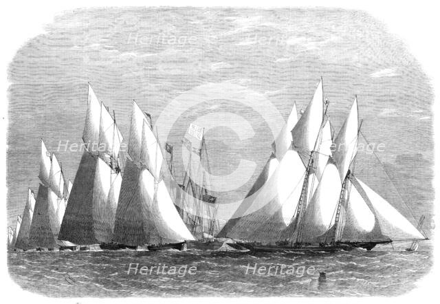 Schooner match of the Royal Thames Yacht Club on June 16: rounding the Water Lily off Shoebury, 1864 Creator: Smyth.