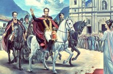 Triumphal Entry of Bolivar, Santander and Anzoategui to the main square of Santa Fe de Bogota in …
