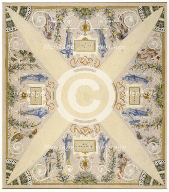 Sketch for the 'festival staircase' at the Hotel de Ville in Paris: November, between 1888 and 1889. Creator: Luc Olivier Merson.