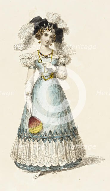 Fashion Plate (Evening Dress), 1827. Creator: Rudolph Ackermann.