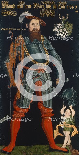 Portrait of Wilhelm Frölich. Full-length portrait with coat of arms of the family Frölich, 1549.