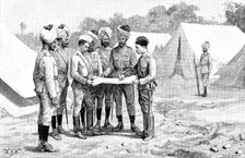 Sketches of the Military Police of Burmah: studying the map for an expedition, 1890. Creator: P Naumann.