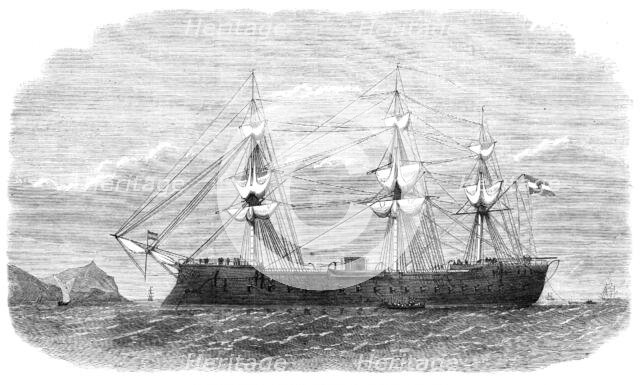 The Spanish iron-clad frigate Numancia in the harbour of Callao, 1865. Creator: Unknown.