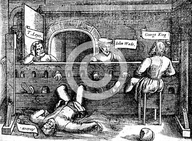 Prisoners in the Lollards' Tower, 1550s, (c1920). Artist: Unknown