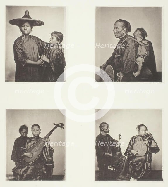 Boat Girls; A Canton Boatwoman and Child; Musicians; Musicians, c. 1868. Creator: John Thomson.
