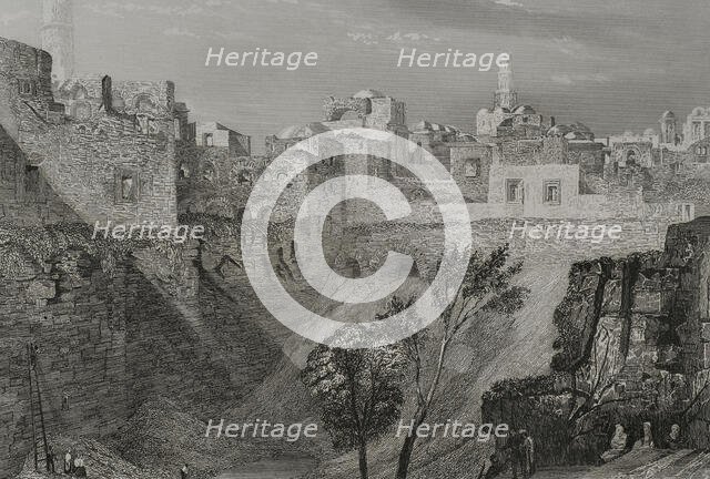 View from St Stephen's Gate, traditionally known as the Pool of Bethesda, Jerusalem. 1840. Creator: Émile Rouargue.
