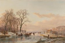 A Frozen Canal near the River Maas, 1867. Creator: Andreas Schelfhout.