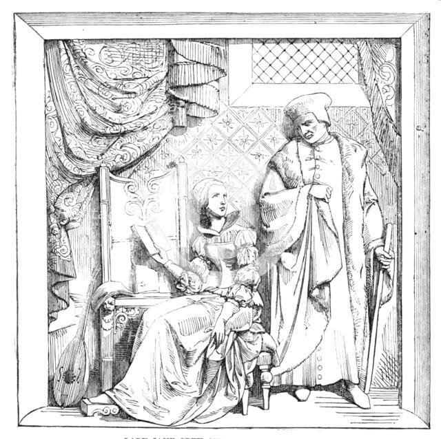 The New Houses of Parliament - Bas-reliefs in the Prince's Chamber - Lady Jane Grey and..., 1857. Creator: Unknown.