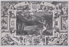 Medea and Her Chariot Drawn by Dragons (Echevellée et nue par nuit brune, en lieu désert i..., 1563. Creator: Rene Boyvin.