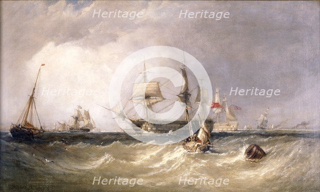 'Men-of-War off Portsmouth', Hampshire, 1855. Artist: Clarkson Stanfield