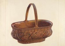 Carved Wooden Basket, c. 1938. Creator: Regina Henderer.