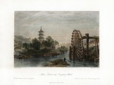 'Melon Islands, and Irrigating Wheel', China, c1840.Artist: Henry Adlard