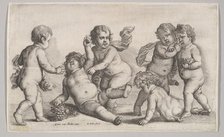 Five boys and a satyr, 1625-77. Creator: Wenceslaus Hollar.