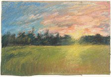 A Meadow at Sunset, c. 1845. Creator: Paul Huet.