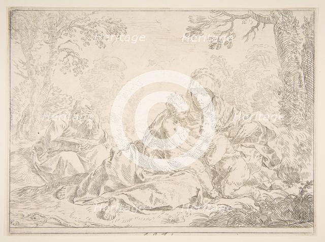 Holy Family with Saint John the Baptist, ca. 1637-1640. Creator: Simone Cantarini.