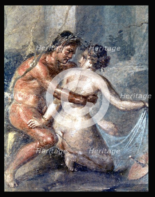Satyr embracing a nymph, fresco from the house of Epigram at Pompeii.