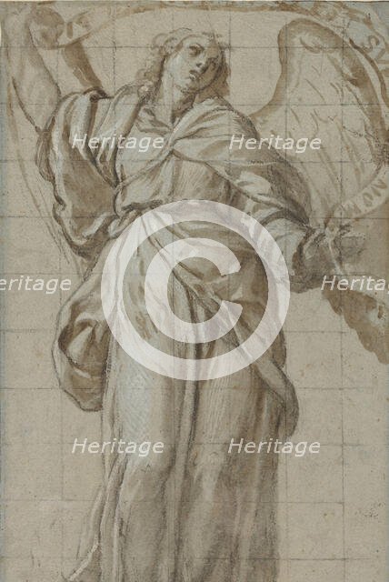 Standing Angel Holding a Scroll, ca. 1614. Creator: Giovanni Domenico Caresana.