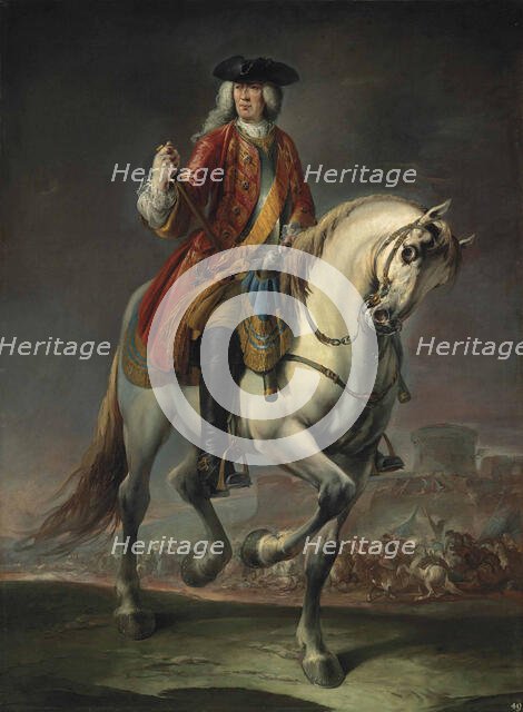 Equestrian portrait of Field Marshal Count Johann Matthias von der Schulenburg (1661-1747), 1737. Creator: Nogari, Giuseppe (1699-1763).