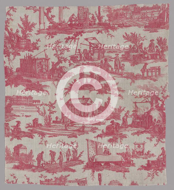 Les Travaux de la Manufacture (The Activities of the Factory) (Furnishing Fabric), France, 1783/84. Creator: Oberkampf Manufactory.