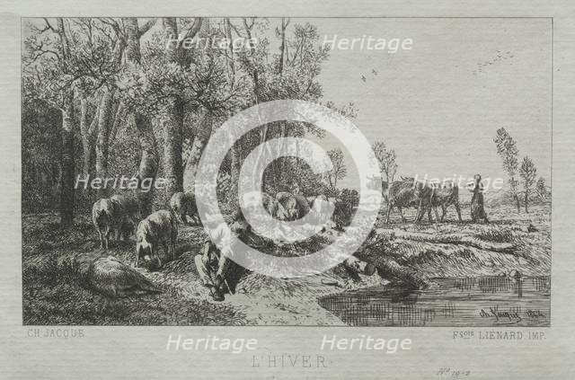 Winter, 1864. Creator: Charles-Émile Jacque (French, 1813-1894).