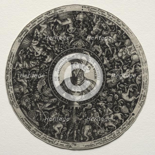 Design for a dish with medallions, c. 1558. Creator: Theodor de Bry (Flemish, 1528-1598).