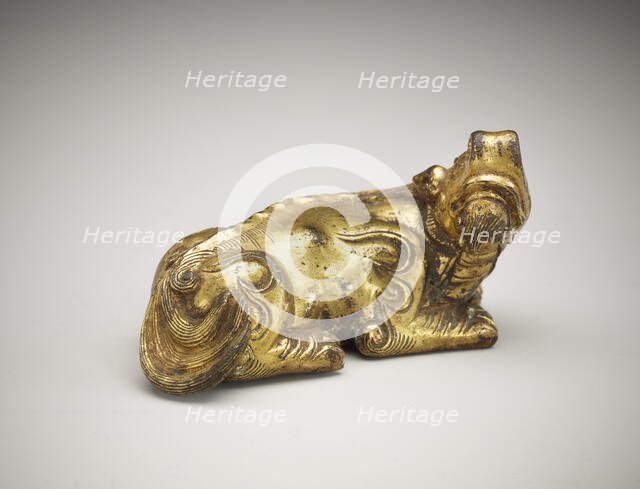 Ornament or weight: a recumbent ch'i-lin, Qing dynasty, 18th century. Creator: Unknown.