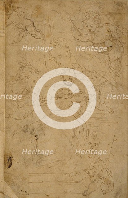 Virgin and Child with Infant St. John the Baptist and a Female Saint, 1540/60. Creator: Battista Franco Veneziano.