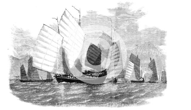 The War in China - Fleet of Chinese Pirates Preparing to Attack, 1857. Creator: Unknown.