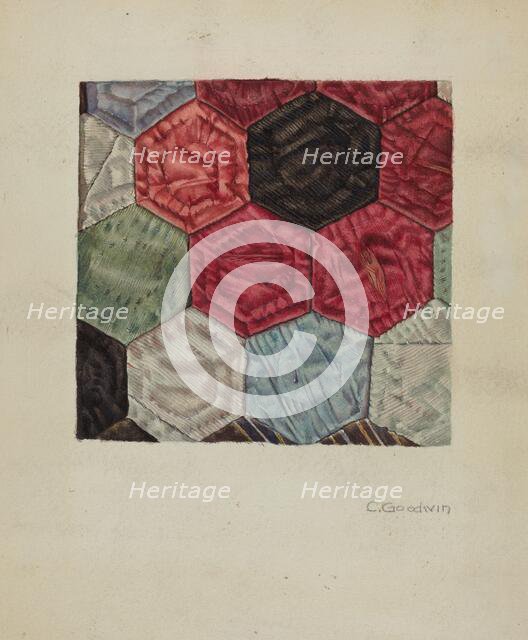 Quilt (detail) - "Honeycomb Pattern", c. 1937. Creator: Mrs. Goodwin.