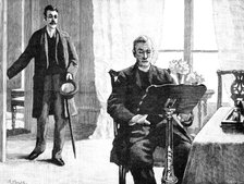 He has his back to the door, and takes it for granted that the new-comer is his sister, 1883. Creator: R. Taylor.