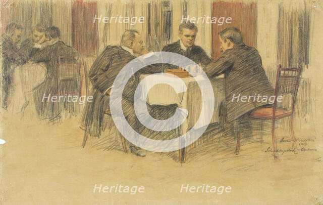 Chess players, 1910. Creator: Onni Muusari.