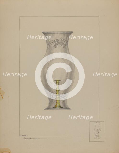 Hurricane Shade and Candlestick, c. 1937. Creator: Henry Meyers.