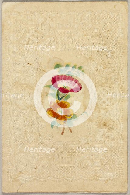 Untitled Valentine (Pink and Orange Flowers), c.1840. Creator: Unknown.