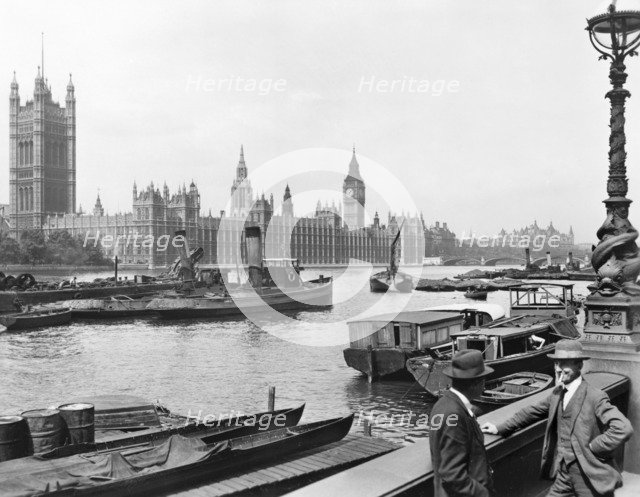 Houses of Parliament from Albert Embankment, Westminter, London, c1930s. Artist: Unknown