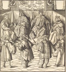 Assembly of Four Kings, in the foreground Four Men, 1514/1516. Creator: Leonhard Beck.