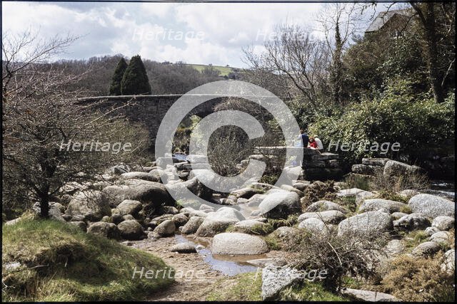 Clapper Bridge, Dartmeet, Widecombe in the Moor, Teignbridge, Devon, 1979. Creator: Dorothy Chapman.