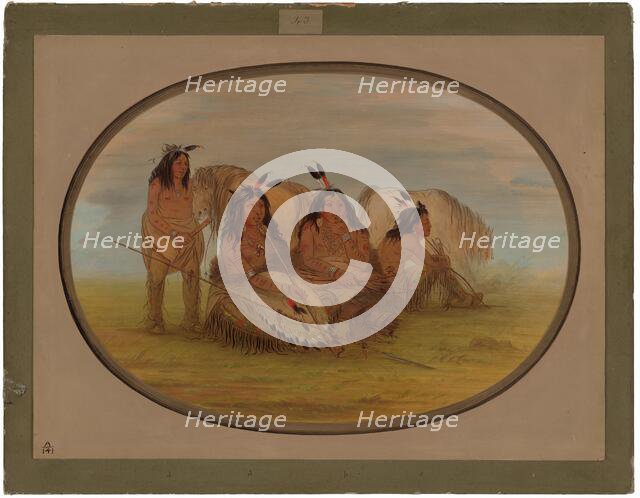 Camanchee Chief with Three Warriors, 1861/1869. Creator: George Catlin.