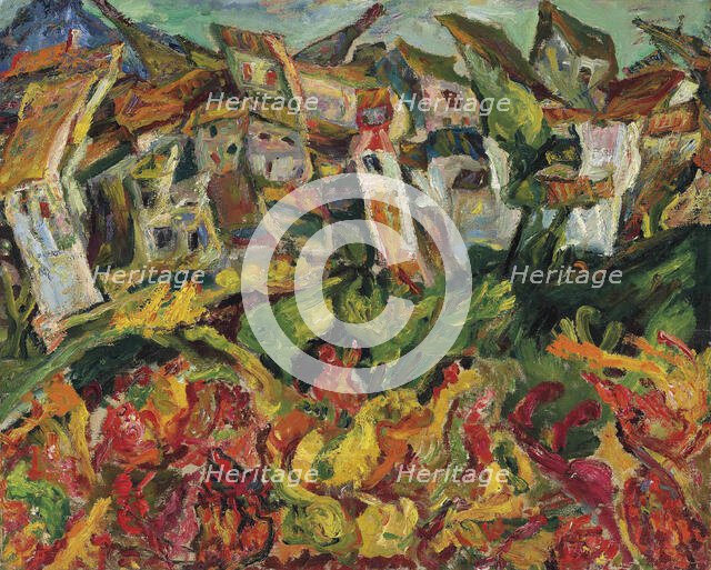 Maisons aux toits pointus (Houses with pointed roofs), c1920-1921. Creator: Soutine, Chaim (1893-1943).