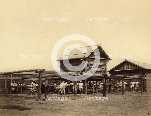 Hard Labor Convicts Working at the Gornyi Zerentui Flour Mill, 1891. Creator: Aleksei Kuznetsov.