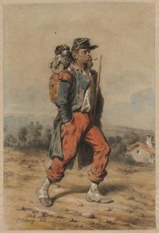 Soldier with Dog, 1853. Creator: Joseph-Louis-Hippolyte Bellangé (French, 1800-1866).