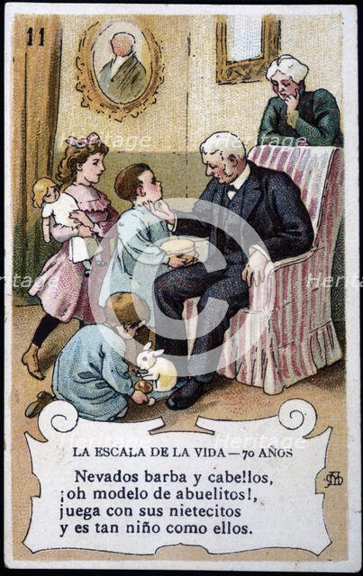 Collection of stickers 'Scale of life' number 5, 20th century. Creator: Mestres, Apeles (1854 - 1936).