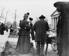 Vendor and cart near the White House during the egg rolling, 1898. Creator: Frances Benjamin Johnston.