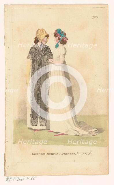 Magazine of Female Fashions of London and Paris, No. 5: London Morning Dresses, July 1798., 1798. Creator: Unknown.