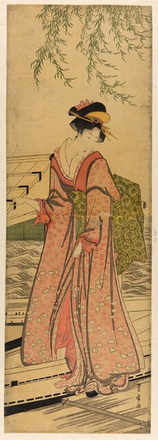 Young woman stepping out of a boat, n.d. Creator: Utagawa Toyohiro.