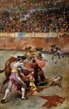 Manuel García Espartero (1865-1894), Spanish bullfighter, catch and death in the square in Madrid…