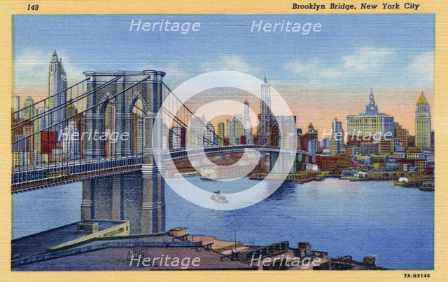 Brooklyn Bridge, New York City, New York, USA, 1937. Artist: Unknown