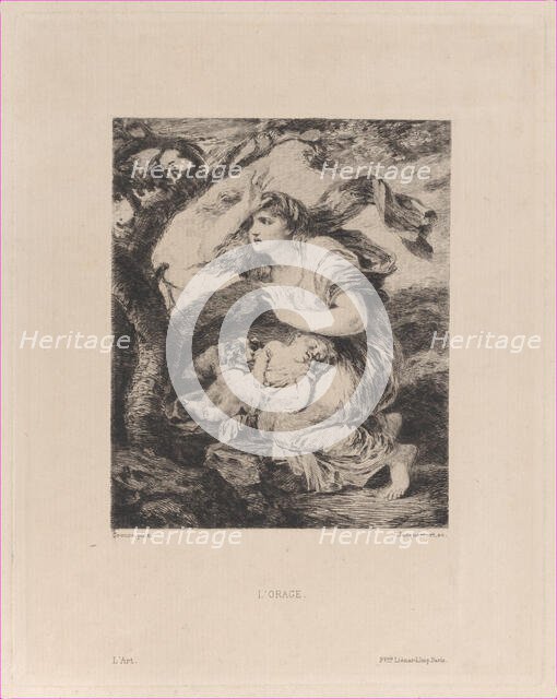 The Storm, after Greuze, 1873. Creator: Jules-Ferdinand Jacquemart.