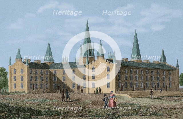 Old Kenyon at Kenyon College, Gambier, Ohio, United States, 1850.  Creator: Traversier.