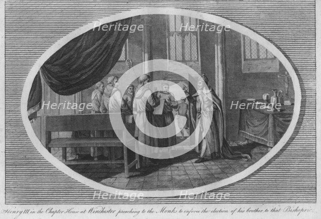 Henry III in the Chapter House at Winchester Cathedral, 1250 (1793). Artist: Unknown.